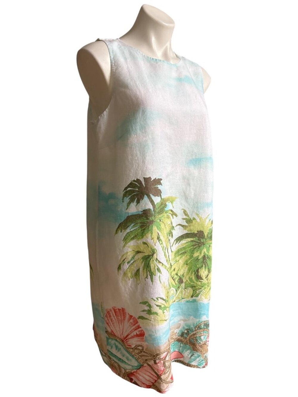 J. Jill Love Linen Women's Beach Palm Tree Tropical Print Shift Dress Size M - Picture 3 of 10